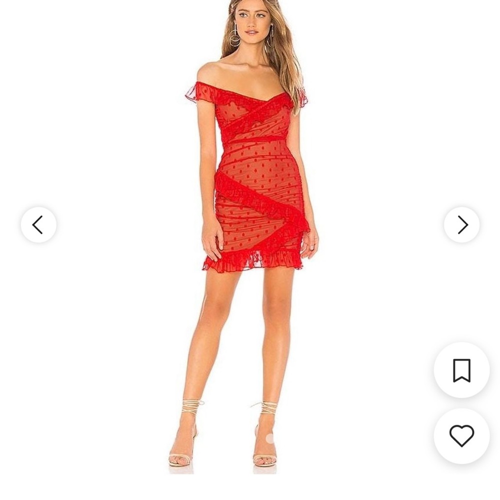 MAJORELLE Red Off-Shoulder Mini Dress